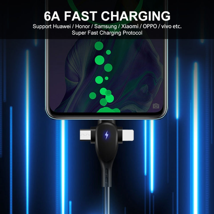 ENKAY Hat-Prince 3 in 1 6A USB to 8 Pin+Type-C+Micro USB Supper Fast Charge Spring Cable, Length: 1.8m(White) by ENKAY