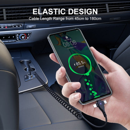 ENKAY Hat-Prince 3 in 1 6A USB to 8 Pin+Type-C+Micro USB Supper Fast Charge Spring Cable, Length: 1.8m(White) by ENKAY