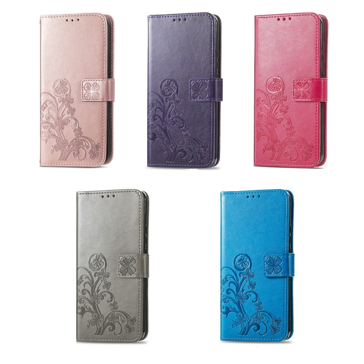 For Xiaomi 14 Four-leaf Clasp Embossed Leather Phone Case(Blue) - Xiaomi Cases by buy2fix | Online Shopping UK | buy2fix