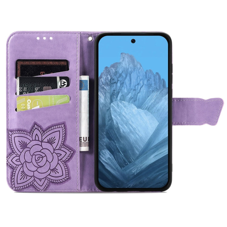 For Google Pixel 9 Butterfly Love Flower Embossed Leather Phone Case(Light Purple) by buy2fix