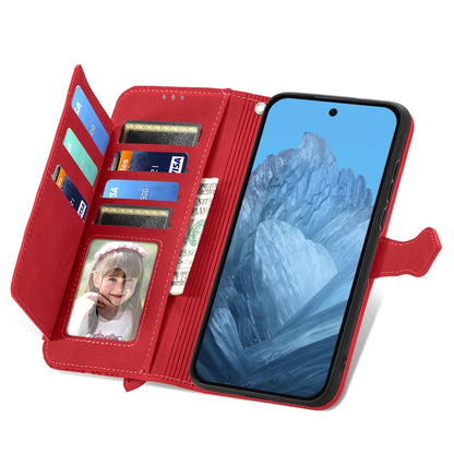 For Google Pixel 9 Pro Embossed Flower Zipper Leather Phone Case(Red) by buy2fix