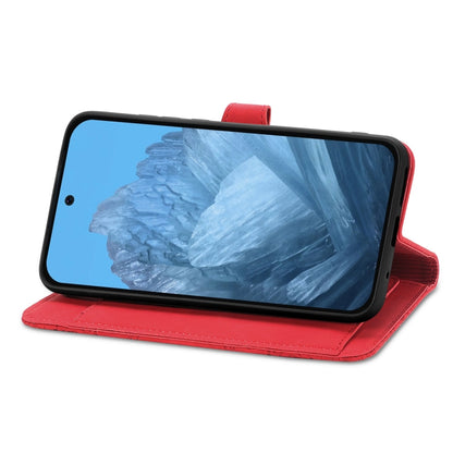 For Google Pixel 9 Pro Embossed Flower Zipper Leather Phone Case(Red) by buy2fix