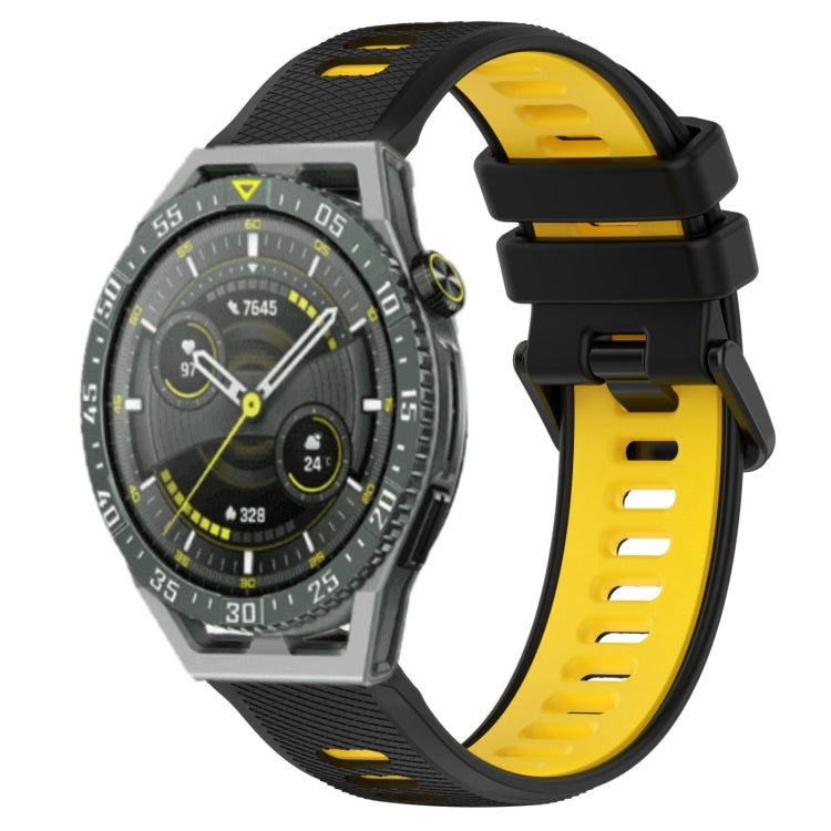 For Huawei Watch GT3 SE 22mm Sports Two-Color Silicone Watch Band(Black+Yellow) by buy2fix