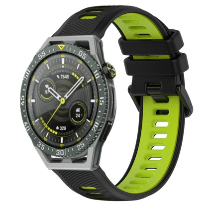 For Huawei Watch GT3 SE 22mm Sports Two-Color Silicone Watch Band(Black+Green) by buy2fix