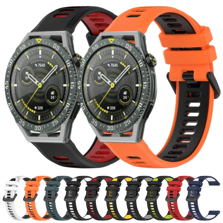 For Honor Watch GS 3i 22mm Sports Two-Color Silicone Watch Band(Black+Green) by buy2fix