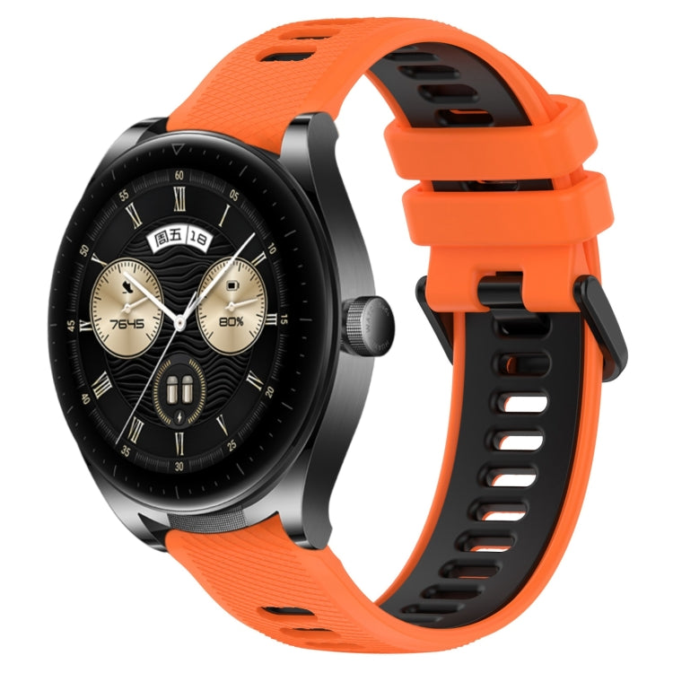 For Huawei Watch Buds 22mm Sports Two-Color Silicone Watch Band(Orange+Black) by buy2fix