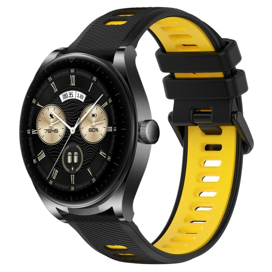 For Huawei Watch Buds 22mm Sports Two-Color Silicone Watch Band(Black+Yellow) by buy2fix