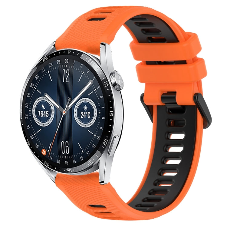 For Huawei Watch GT3 46mm 22mm Sports Two-Color Silicone Watch Band(Orange+Black) by buy2fix