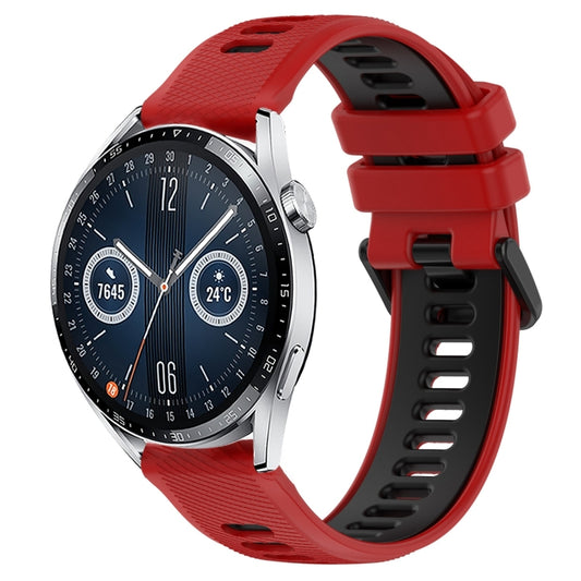 For Huawei Watch GT3 46mm 22mm Sports Two-Color Silicone Watch Band(Red+Black) by buy2fix