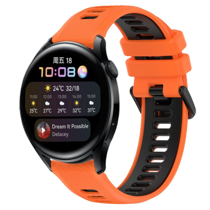 For Huawei Watch 3 22mm Sports Two-Color Silicone Watch Band(Orange+Black) by buy2fix