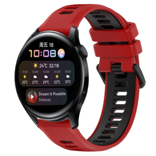 For Huawei Watch 3 22mm Sports Two-Color Silicone Watch Band(Red+Black) by buy2fix