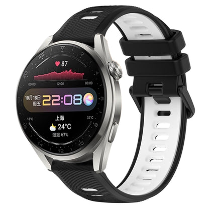 For Huawei Watch 3 Pro 22mm Sports Two-Color Silicone Watch Band(Black+White) by buy2fix