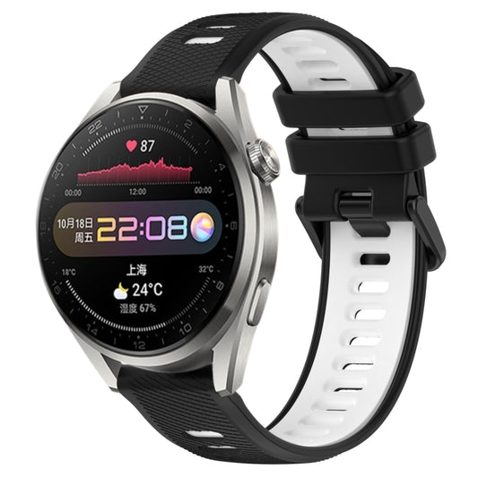 For Huawei Watch 3 Pro 22mm Sports Two-Color Silicone Watch Band(Black+White) by buy2fix