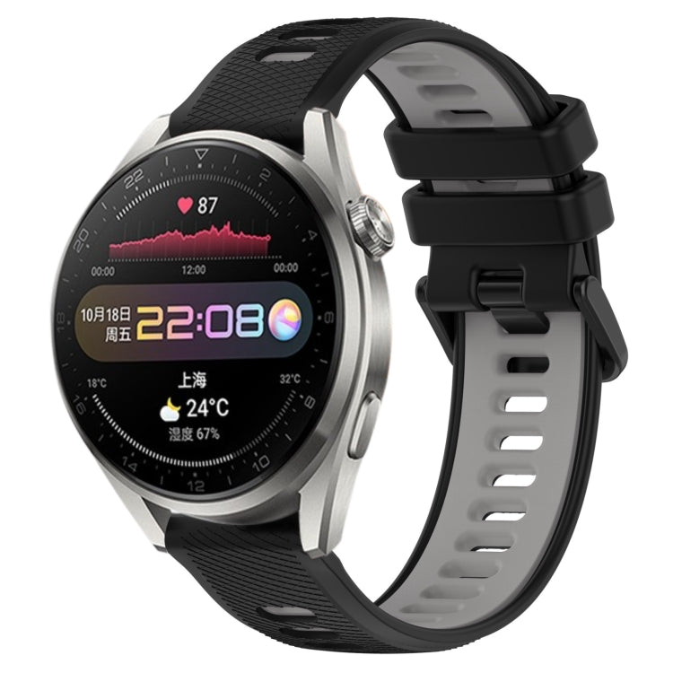For Huawei Watch 3 Pro 22mm Sports Two-Color Silicone Watch Band(Black+Grey) by buy2fix