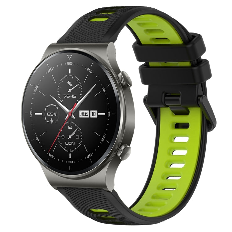 For Huawei GT2 Pro 22mm Sports Two-Color Silicone Watch Band(Black+Green) by buy2fix