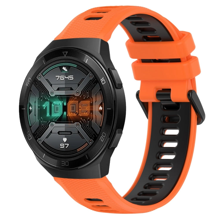 For Huawei Watch GT 2E 22mm Sports Two-Color Silicone Watch Band(Orange+Black) by buy2fix
