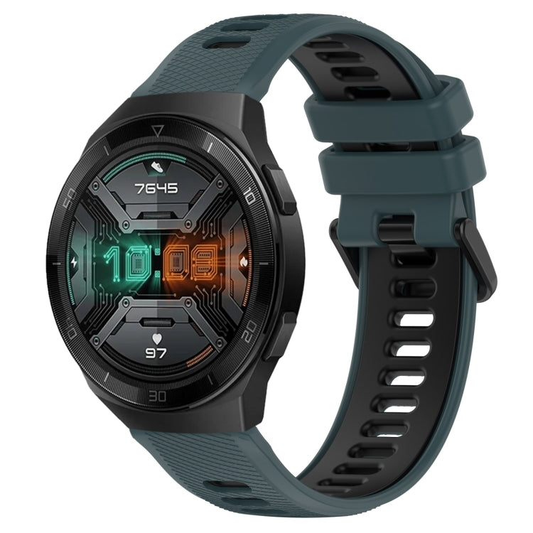 For Huawei Watch GT 2E 22mm Sports Two-Color Silicone Watch Band(Olive Green+Black) by buy2fix