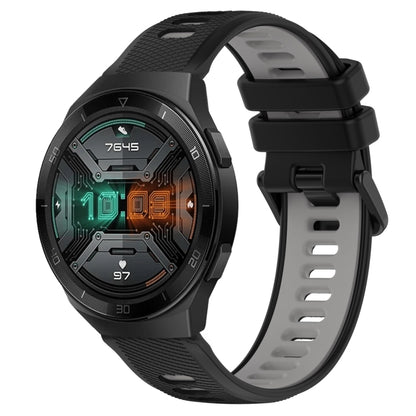 For Huawei Watch GT 2E 22mm Sports Two-Color Silicone Watch Band(Black+Grey) by buy2fix