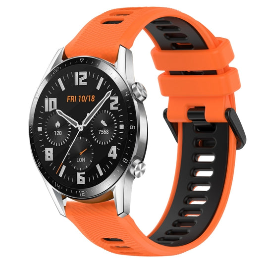 For Huawei GT2 46mm 22mm Sports Two-Color Silicone Watch Band(Orange+Black) by buy2fix