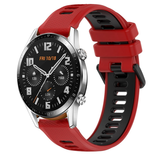 For Huawei GT2 46mm 22mm Sports Two-Color Silicone Watch Band(Red+Black) by buy2fix