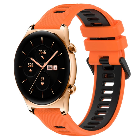 For Honor Watch GS 3 22mm Sports Two-Color Silicone Watch Band(Orange+Black) by buy2fix