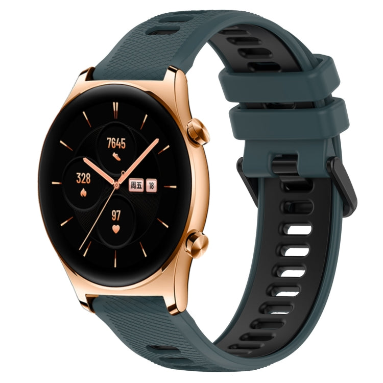 For Honor Watch GS 3 22mm Sports Two-Color Silicone Watch Band(Olive Green+Black) by buy2fix
