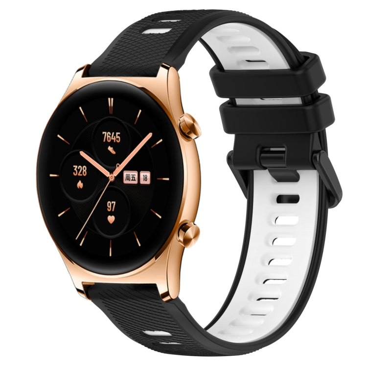 For Honor Watch GS 3 22mm Sports Two-Color Silicone Watch Band(Black+White) by buy2fix