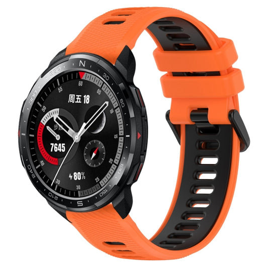 For Honor Watch GS Pro 22mm Sports Two-Color Silicone Watch Band(Orange+Black) by buy2fix