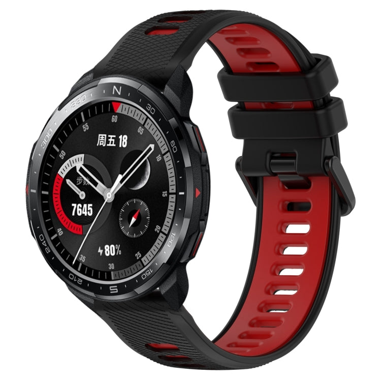 For Honor Watch GS Pro 22mm Sports Two-Color Silicone Watch Band(Black+Red) by buy2fix