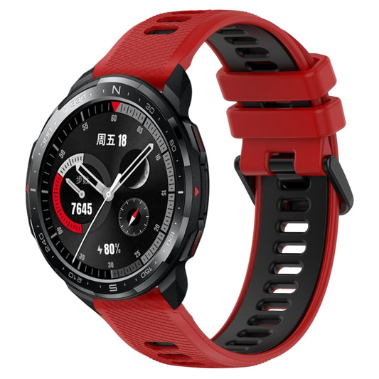 For Honor Watch GS Pro 22mm Sports Two-Color Silicone Watch Band(Red+Black) by buy2fix