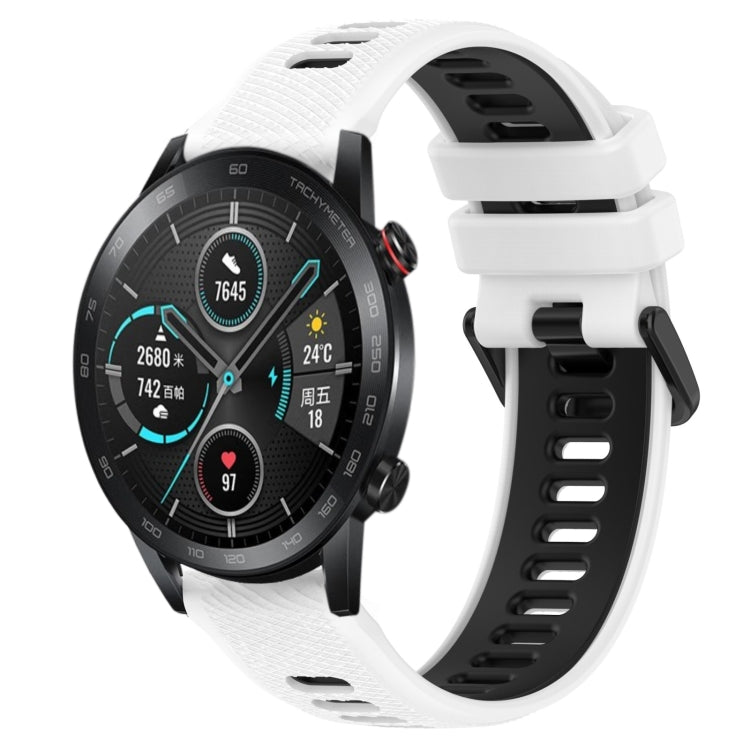 For Honor Magic Watch 2 46mm 22mm Sports Two-Color Silicone Watch Band(White+Black) by buy2fix