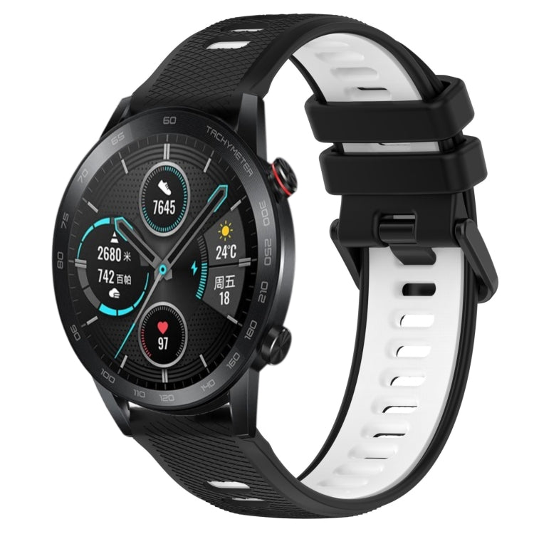 For Honor Magic Watch 2 46mm 22mm Sports Two-Color Silicone Watch Band(Black+White) by buy2fix