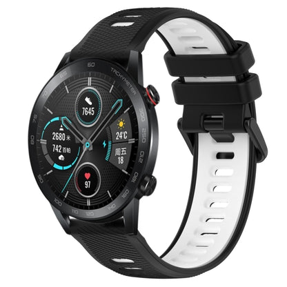 For Honor Magic Watch 2 46mm 22mm Sports Two-Color Silicone Watch Band(Black+White) by buy2fix