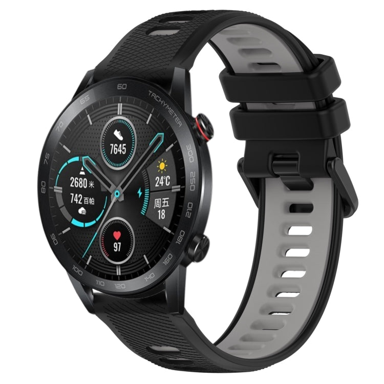 For Honor Magic Watch 2 46mm 22mm Sports Two-Color Silicone Watch Band(Black+Grey) by buy2fix