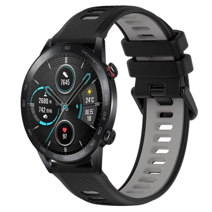 For Honor Magic Watch 2 46mm 22mm Sports Two-Color Silicone Watch Band(Black+Grey) by buy2fix