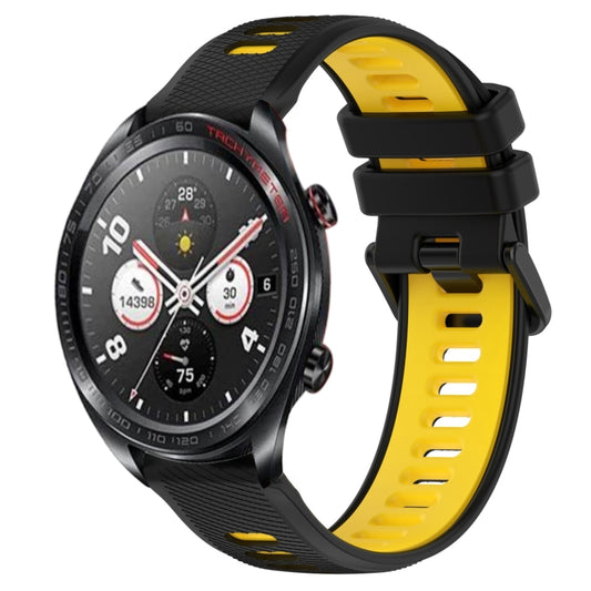 For Honor Watch Dream 22mm Sports Two-Color Silicone Watch Band(Black+Yellow) by buy2fix