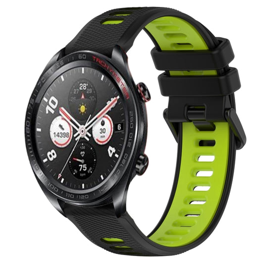 For Honor Watch Dream 22mm Sports Two-Color Silicone Watch Band(Black+Green) by buy2fix