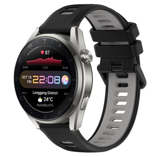 For Huawei Watch 3 Pro New 22mm Sports Two-Color Silicone Watch Band(Black+Grey) by buy2fix