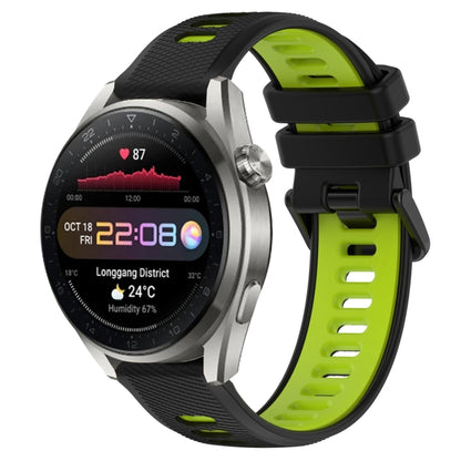 For Huawei Watch 3 Pro New 22mm Sports Two-Color Silicone Watch Band(Black+Green) by buy2fix