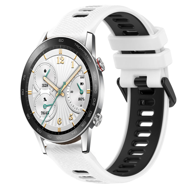 For Honor Watch GS 3i 22mm Sports Two-Color Silicone Watch Band(White+Black) by buy2fix