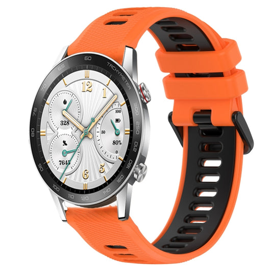 For Honor Watch GS 3i 22mm Sports Two-Color Silicone Watch Band(Orange+Black) by buy2fix
