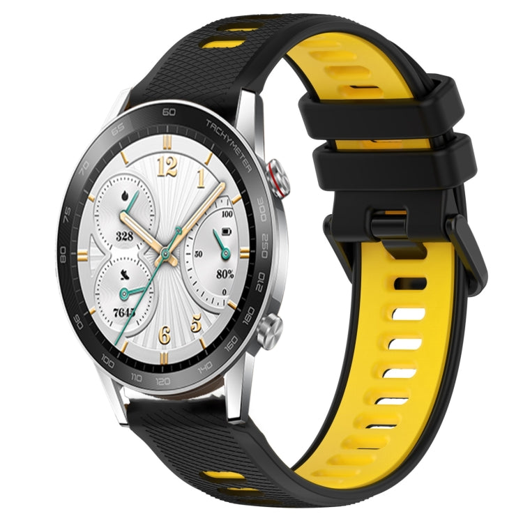 For Honor Watch GS 3i 22mm Sports Two-Color Silicone Watch Band(Black+Yellow) by buy2fix