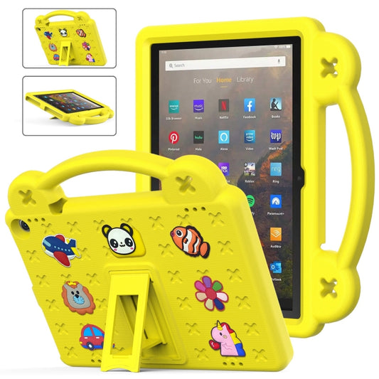 For Amazon Fire HD 10 2021 Handle Kickstand Children EVA Shockproof PC Tablet Case(Yellow) - Amazon by buy2fix | Online Shopping UK | buy2fix