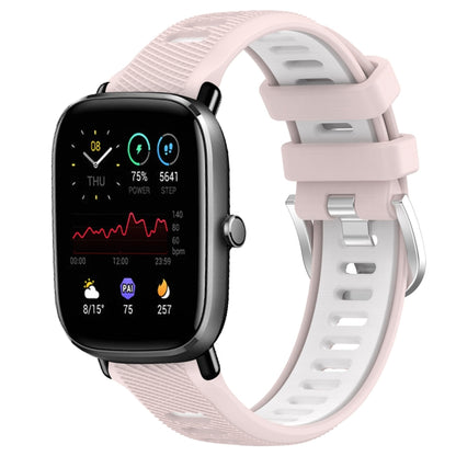 For Amazfit GTS 4 20mm Cross Texture Two Color Silicone Steel Buckle Watch Band(Pink+White) - Watch Bands by buy2fix | Online Shopping UK | buy2fix
