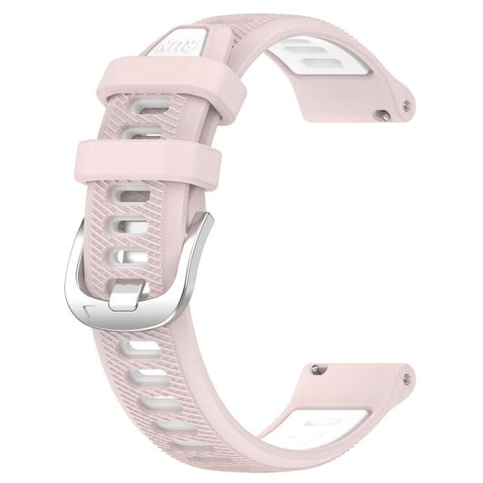 For Amazfit GTS 4 20mm Cross Texture Two Color Silicone Steel Buckle Watch Band(Pink+White) - Watch Bands by buy2fix | Online Shopping UK | buy2fix