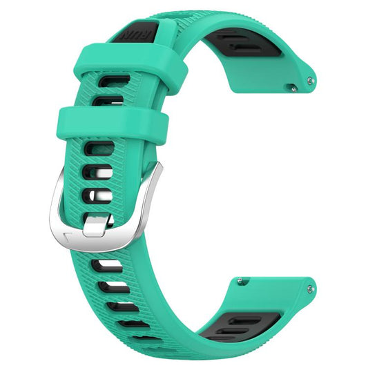 For Amazfit GTS 4 20mm Cross Texture Two Color Silicone Steel Buckle Watch Band(Lake Blue+Black) - Watch Bands by buy2fix | Online Shopping UK | buy2fix