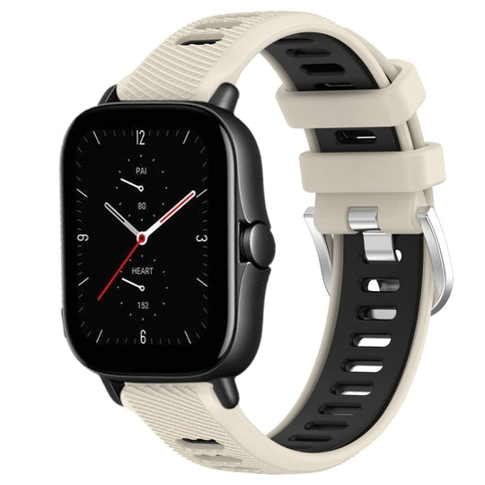 For Amazfit GTS 3 20mm Cross Texture Two Color Silicone Steel Buckle Watch Band(Starlight+Black)