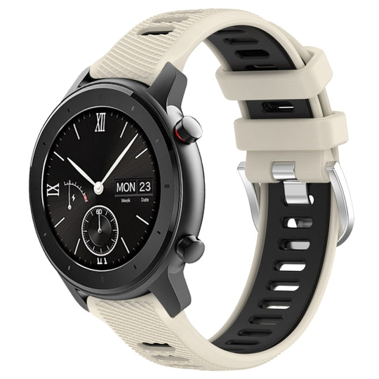 For Amazfit GTS 20mm Cross Texture Two Color Silicone Steel Buckle Watch Band(Starlight+Black)