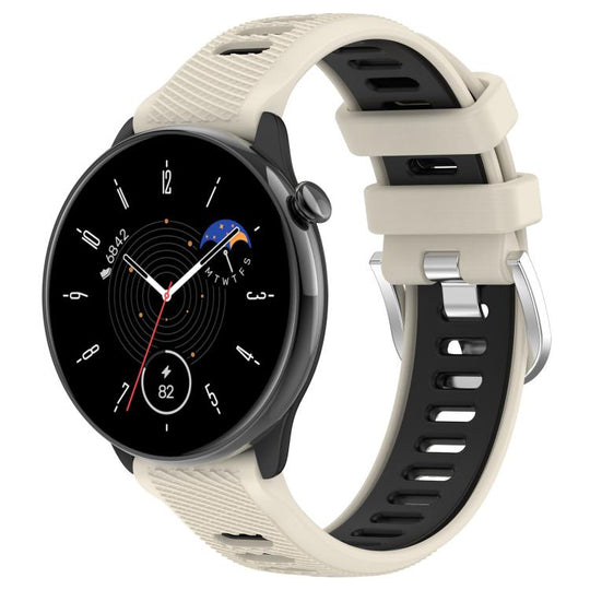 For Amazfit Bip 1S 20mm Cross Texture Two Color Silicone Steel Buckle Watch Band(Starlight+Black)