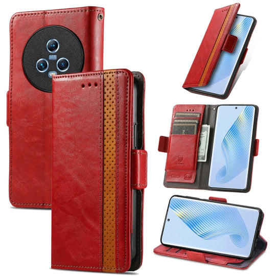 For Honor Magic5 CaseNeo Splicing Dual Magnetic Buckle Leather Phone Case(Red)